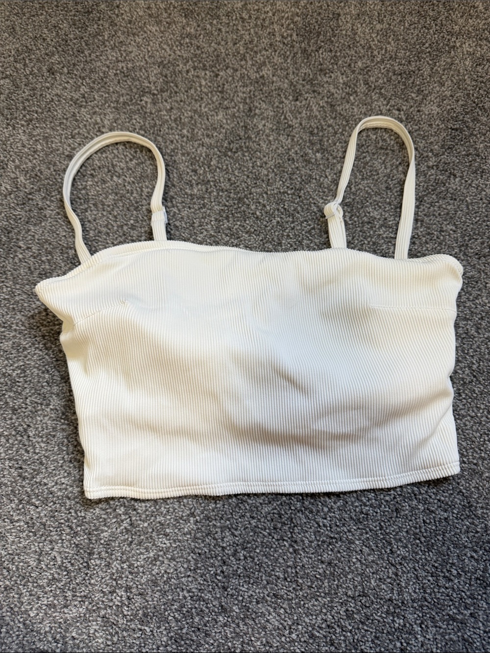 aerie White Ribbed Padded Bandeau Swim Top Size Large